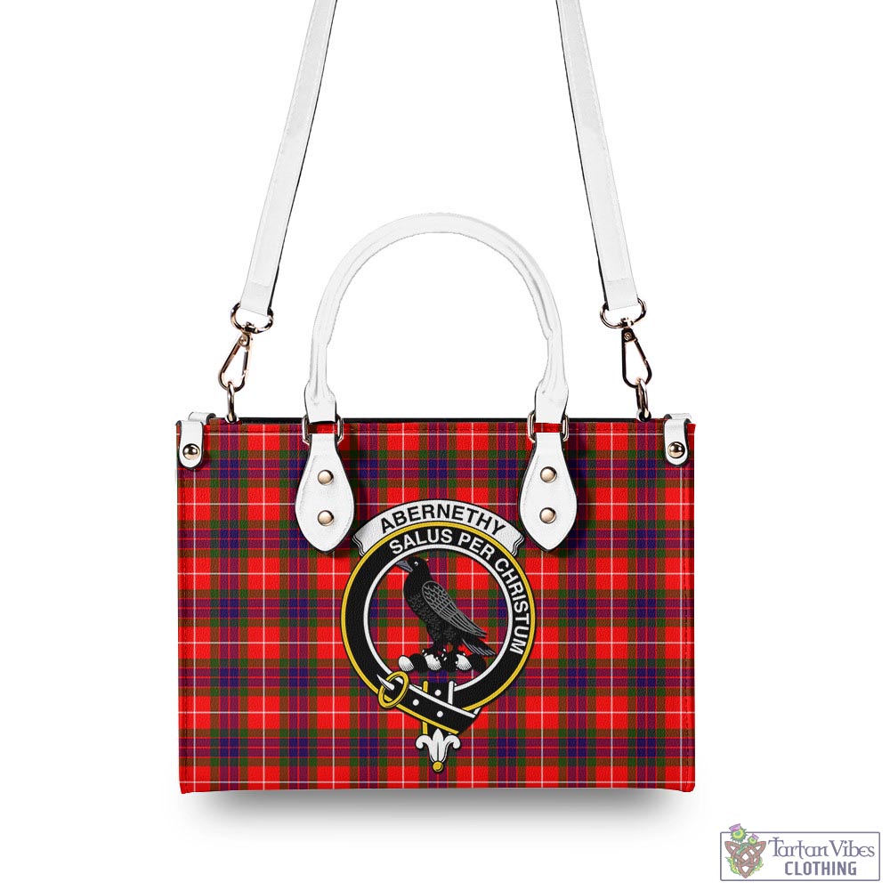 Tartan Vibes Clothing Abernethy Tartan Luxury Leather Handbags with Family Crest