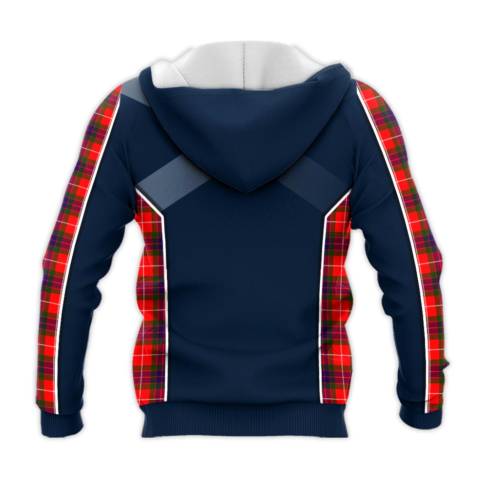 Tartan Vibes Clothing Abernethy Tartan Knitted Hoodie with Family Crest and Scottish Thistle Vibes Sport Style