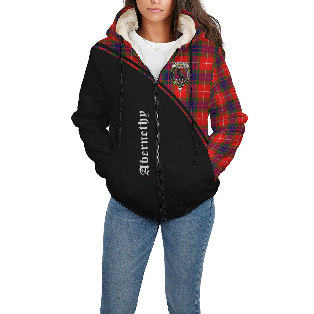 Abernethy Tartan Sherpa Hoodie with Family Crest Curve Style - Tartanvibesclothing