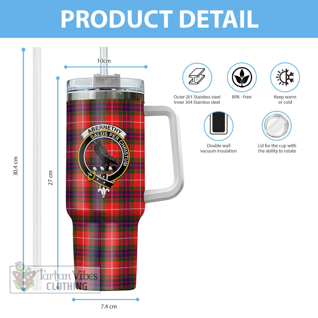 Tartan Vibes Clothing Abernethy Tartan and Family Crest Tumbler with Handle