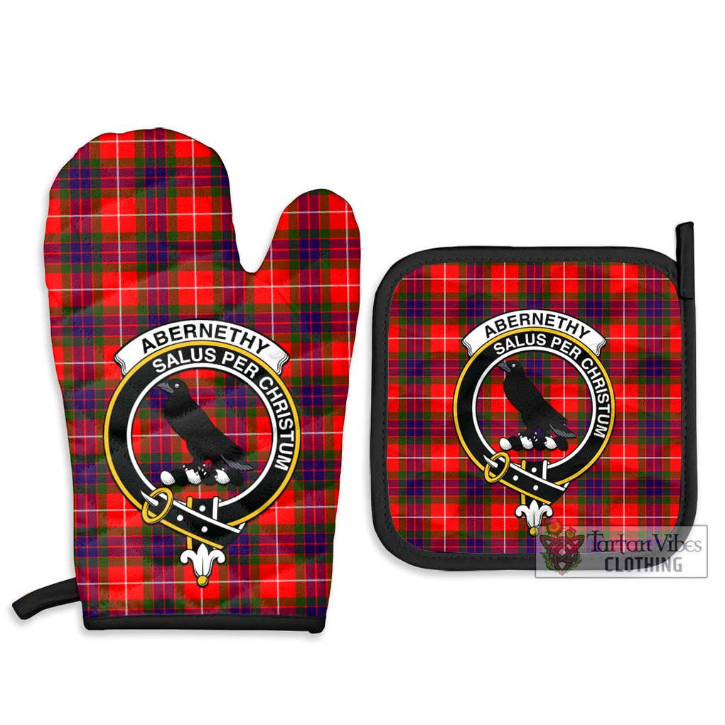 Abernethy Tartan Combo Oven Mitt & Pot-Holder with Family Crest Combo 1 Oven Mitt & 2 Pot-Holder Black - Tartan Vibes Clothing