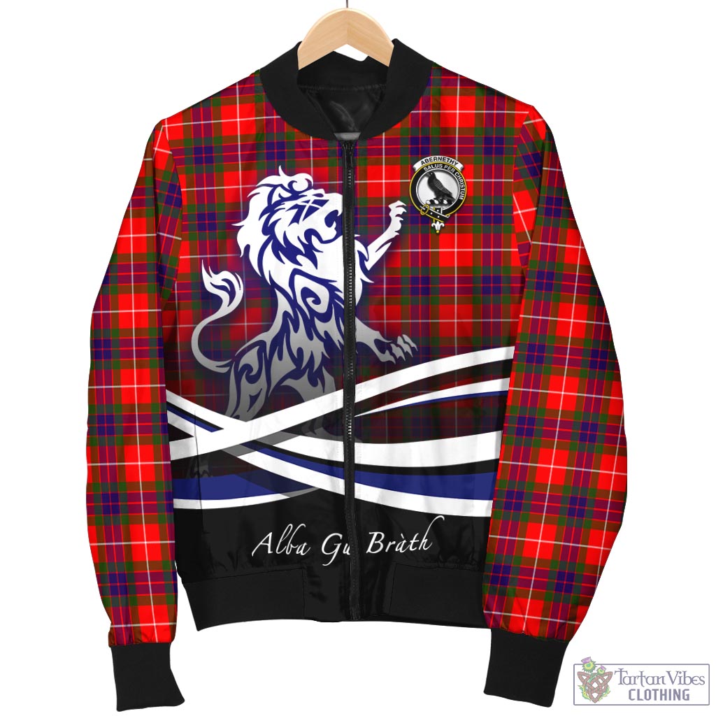Tartan Vibes Clothing Abernethy Tartan Bomber Jacket with Alba Gu Brath Regal Lion Emblem