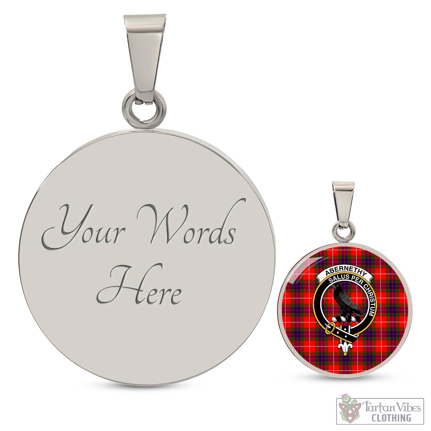 Tartan Vibes Clothing Abernethy Tartan Circle Necklace with Family Crest