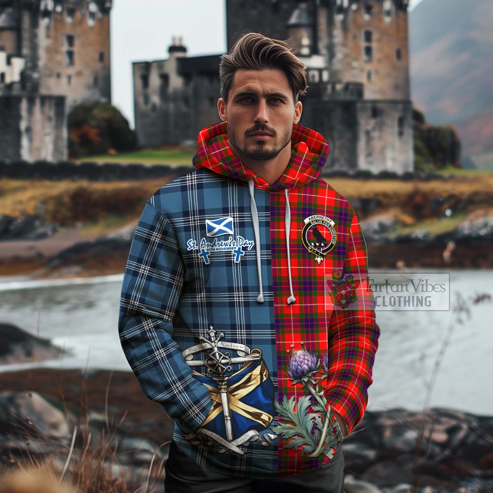 Abernethy Tartan Cotton Hoodie Happy St. Andrew's Day Half Tartan Style - Tartan Vibes Clothing