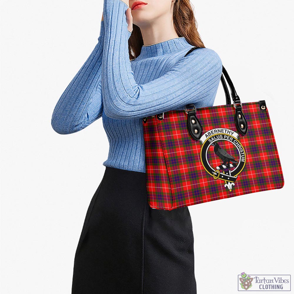 Tartan Vibes Clothing Abernethy Tartan Luxury Leather Handbags with Family Crest