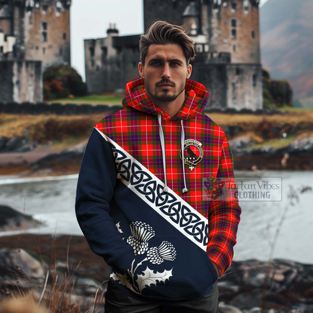 Abernethy Tartan Cotton Hoodie Featuring Thistle and Scotland Map - Tartan Vibes Clothing