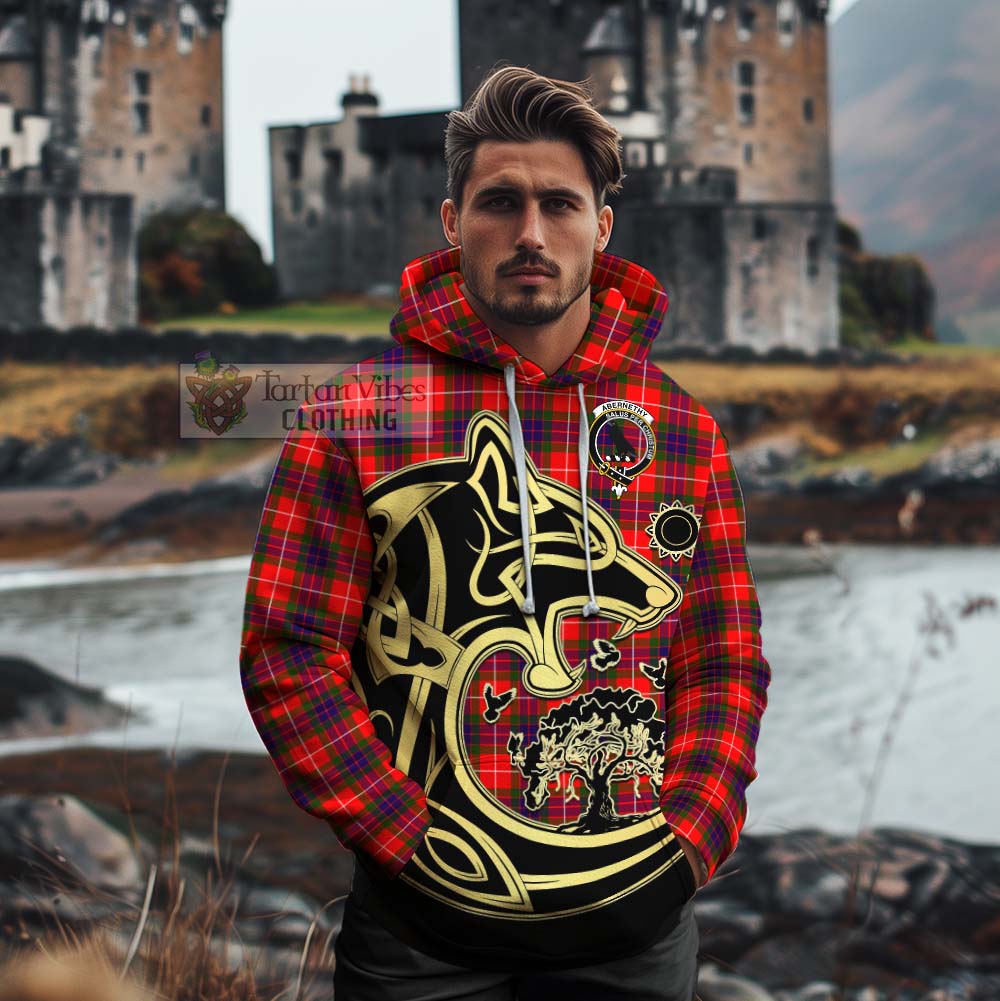 Abernethy Tartan Cotton Hoodie with Family Crest Celtic Wolf Style - Tartan Vibes Clothing