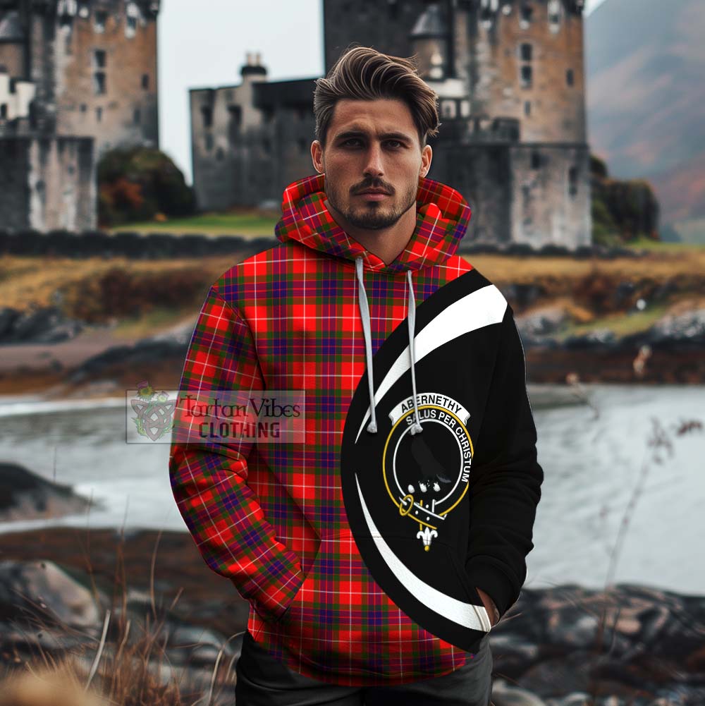 Abernethy Tartan Cotton Hoodie with Family Crest Circle Style - Tartan Vibes Clothing