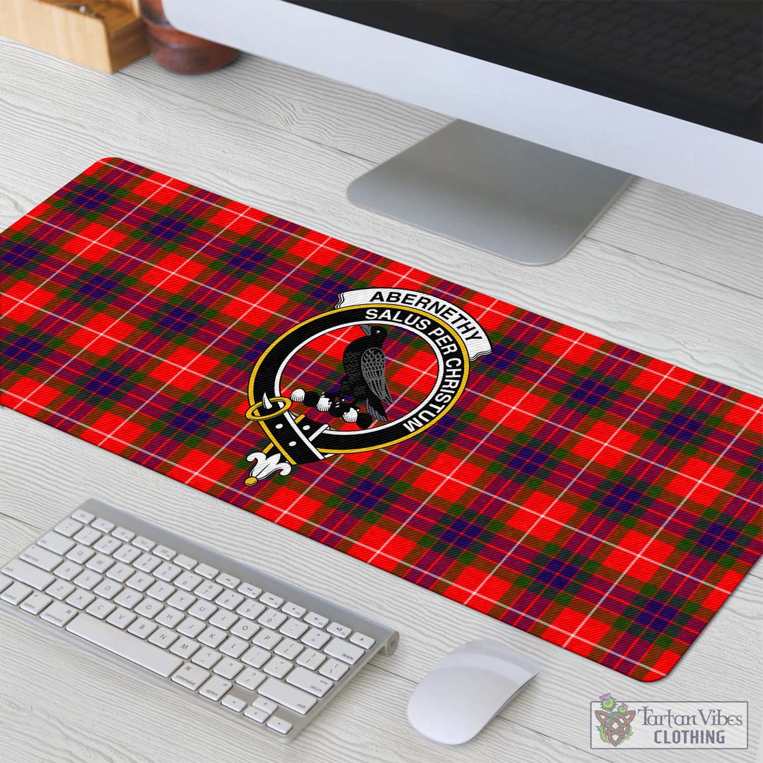 Tartan Vibes Clothing Abernethy Tartan Mouse Pad with Family Crest
