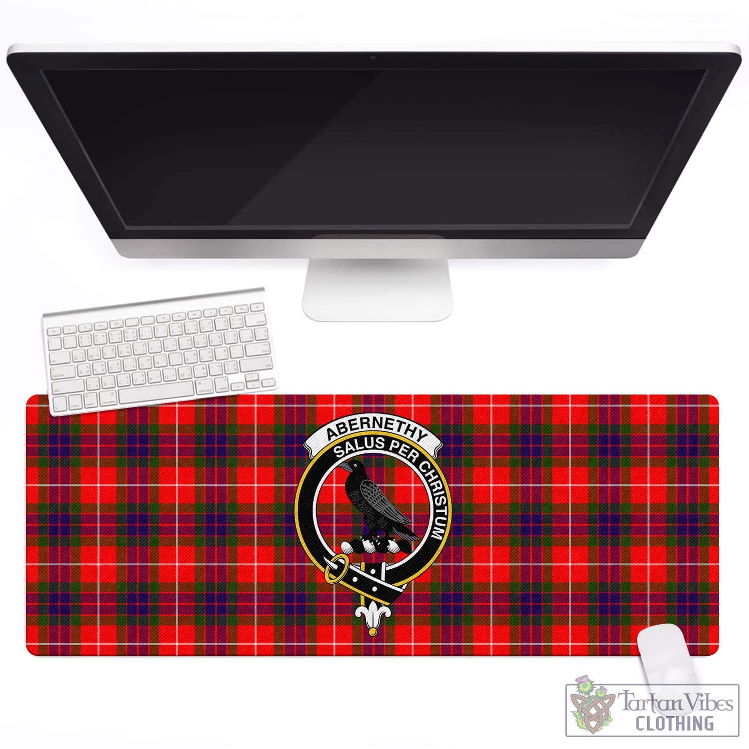 Tartan Vibes Clothing Abernethy Tartan Mouse Pad with Family Crest