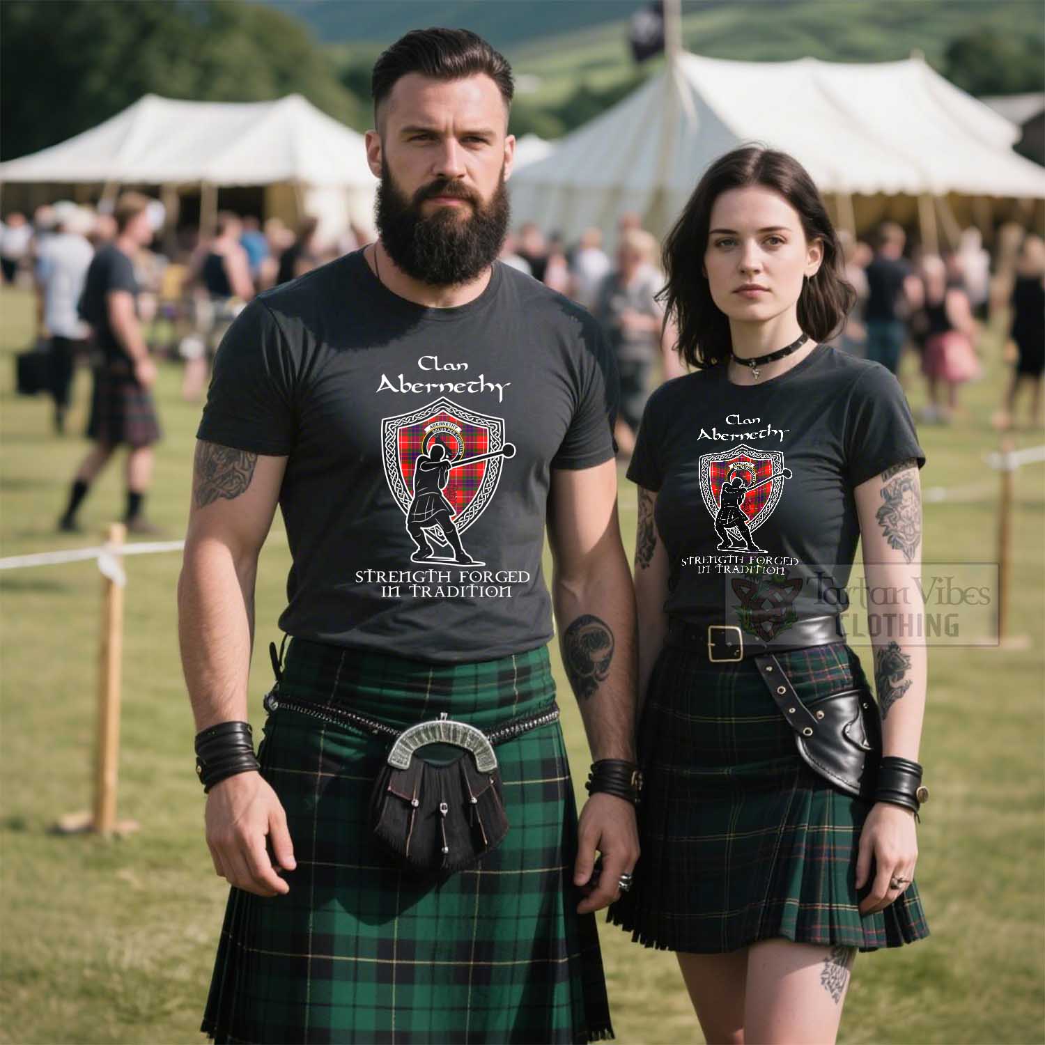 Abernethy Clan Crest Highland Games T Shirt Strength Forged In Tradition - Tartan Vibes Clothing
