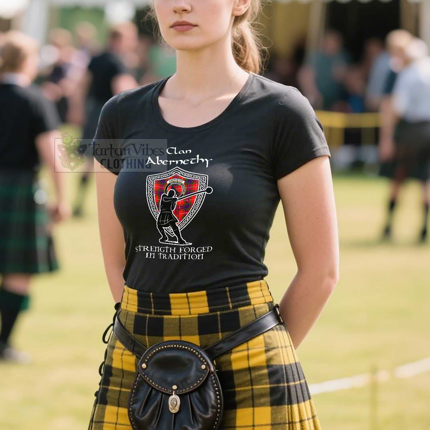 Abernethy Clan Crest Highland Games T Shirt Strength Forged In Tradition - Tartan Vibes Clothing