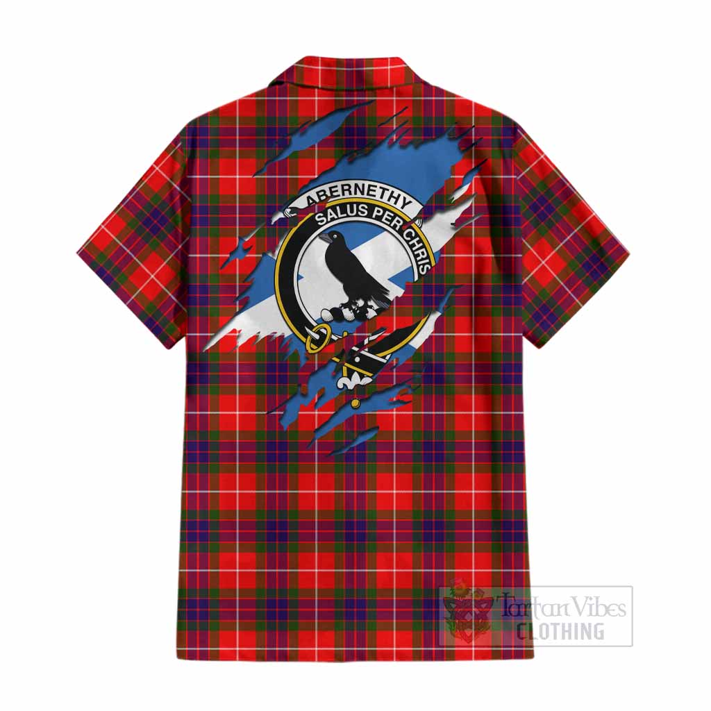 Abernethy Clan Crest In Me Tartan Cotton Hawaiian Shirt Scotland Flag Style