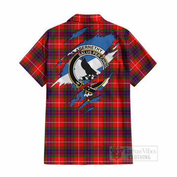 Abernethy Clan Crest In Me Tartan Cotton Hawaiian Shirt Scotland Flag Style