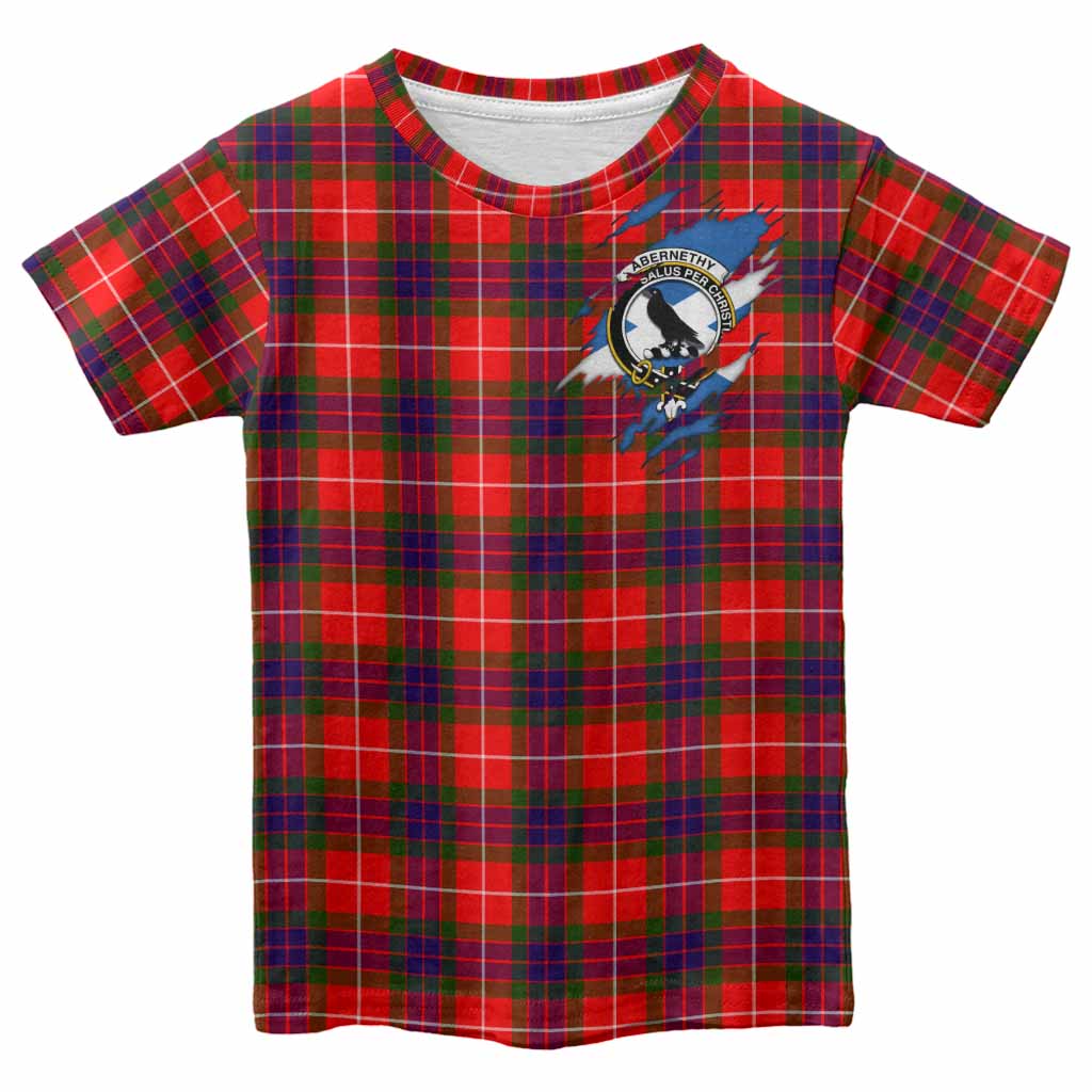 Abernethy Clan Crest In Me Tartan Kid T-shirt Scotland Flag Style