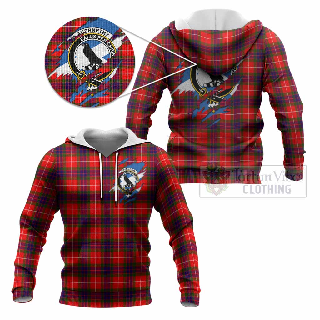 Abernethy Clan Crest In Me Tartan Knitted Hoodie Scotland Flag Style