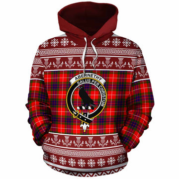Abernethy Clan Tartan Christmas Cotton Hoodie with Family Crest - Tartan Vibes Clothing
