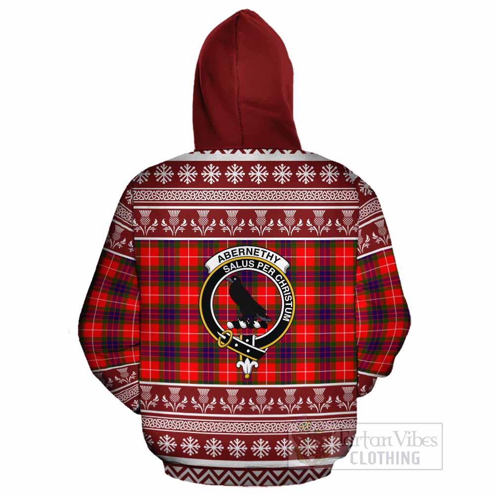 Abernethy Clan Tartan Christmas Cotton Hoodie with Family Crest - Tartan Vibes Clothing