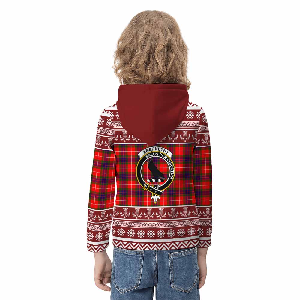 Abernethy Clan Tartan Christmas Kid Hoodie with Family Crest - Tartan Vibes Clothing
