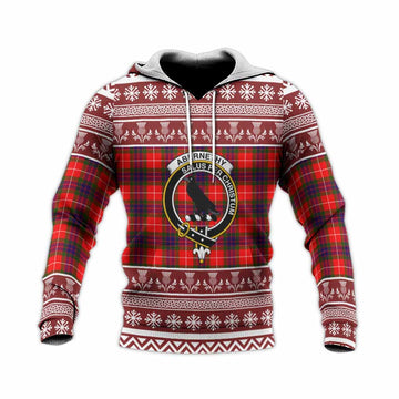 Abernethy Clan Tartan Christmas Knitted Hoodie with Family Crest - Tartan Vibes Clothing