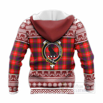 Abernethy Clan Tartan Christmas Knitted Hoodie with Family Crest - Tartan Vibes Clothing