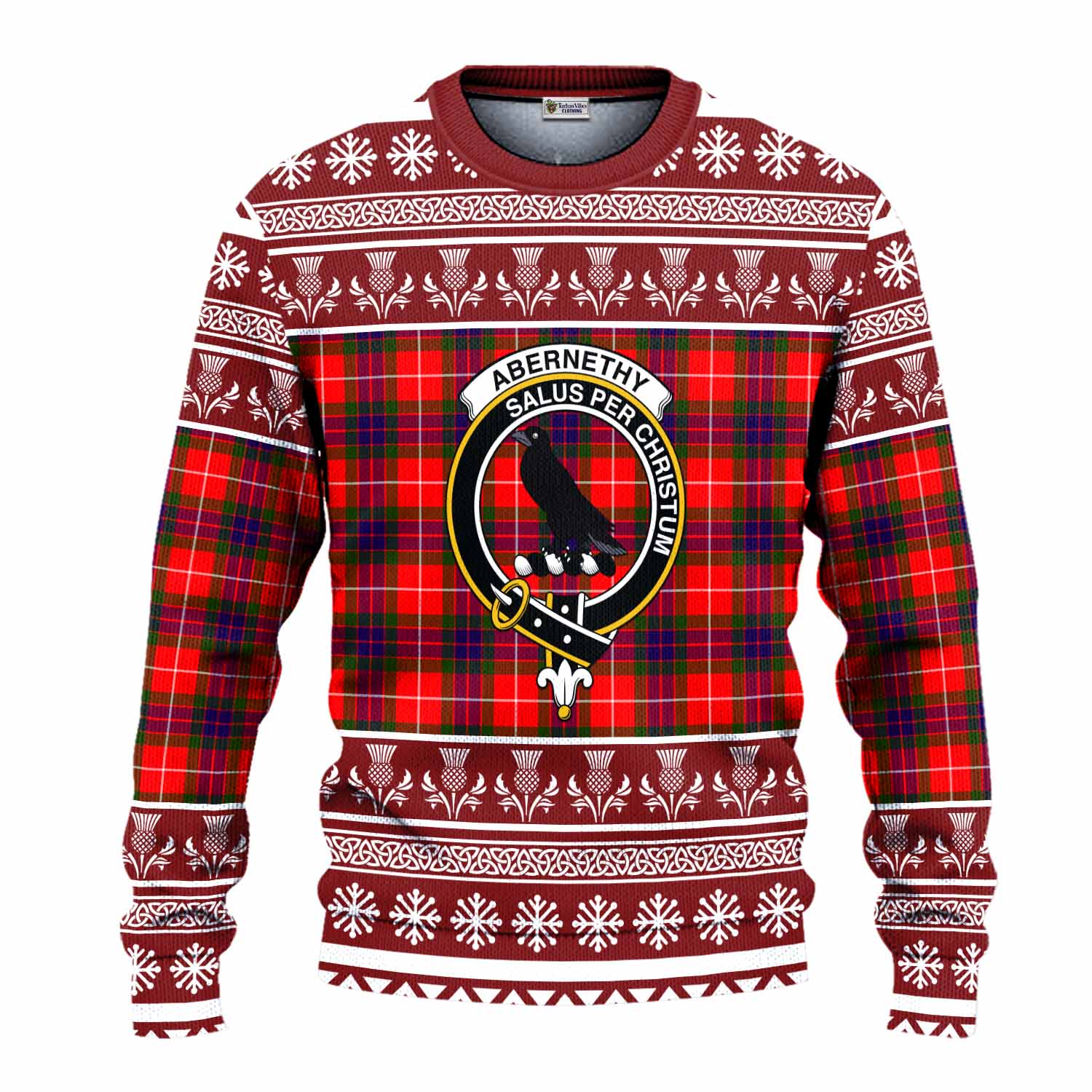 Abernethy Clan Tartan Christmas Ugly Sweater with Family Crest - Tartan Vibes Clothing