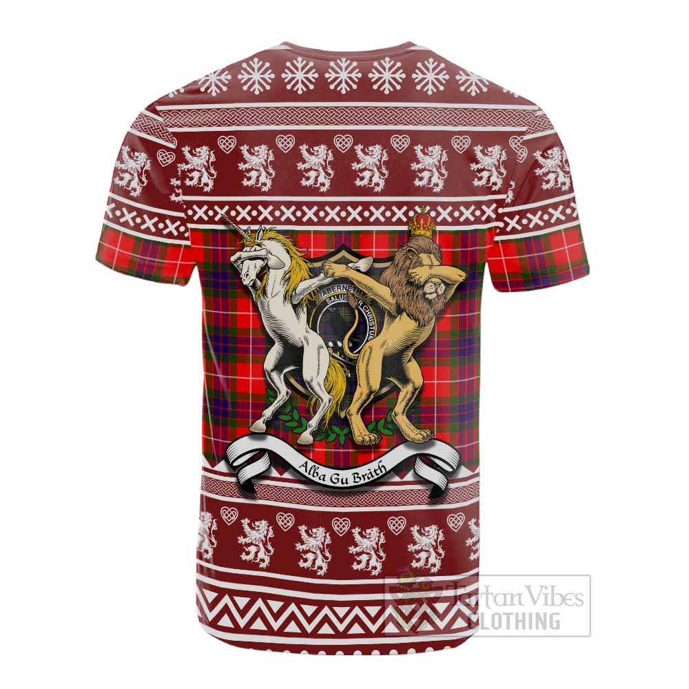 Abernethy Clan Tartan Crest Christmas Cotton T-shirt Coat of Arms Funny Style - Tartan Vibes Clothing