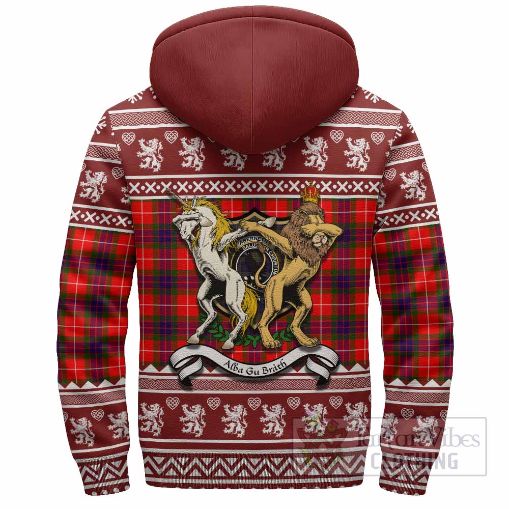 Abernethy Clan Tartan Crest Christmas Fleece Hoodie Coat of Arms Funny Style - Tartan Vibes Clothing
