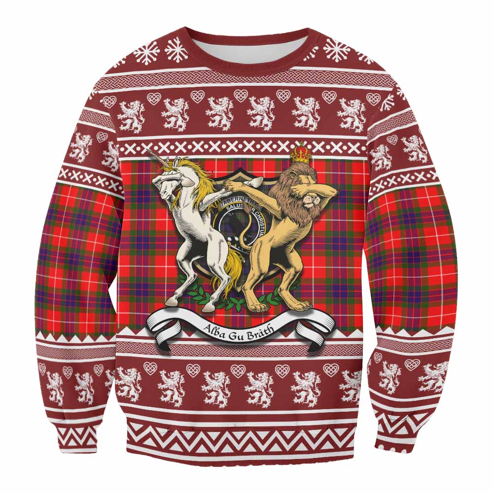 Abernethy Clan Tartan Crest Christmas Sweatshirt Coat of Arms Funny Style - Tartan Vibes Clothing