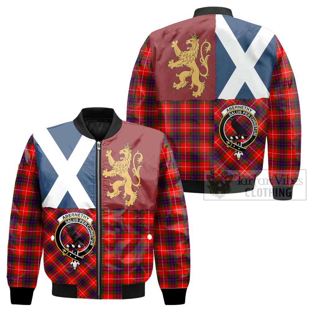 Abernethy Crest Tartan Bomber Jacket with Lion Rampant Saltire Style