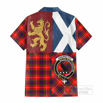 Abernethy Crest Tartan Cotton Hawaiian Shirt with Lion Rampant Saltire Style - Tartan Vibes Clothing