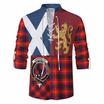 Abernethy Crest Tartan Ghillie Shirt with Lion Rampant Saltire Style