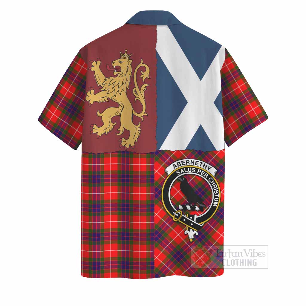 Abernethy Crest Tartan Hawaiian Shirt with Lion Rampant Saltire Style