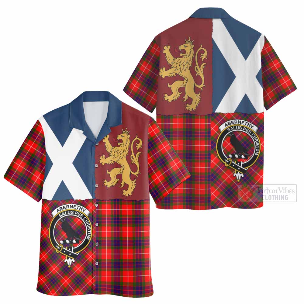 Abernethy Crest Tartan Hawaiian Shirt with Lion Rampant Saltire Style