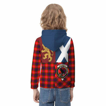 Abernethy Crest Tartan Kid Hoodie with Lion Rampant Saltire Style - Tartan Vibes Clothing