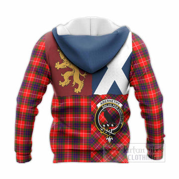 Abernethy Crest Tartan Knitted Hoodie with Lion Rampant Saltire Style