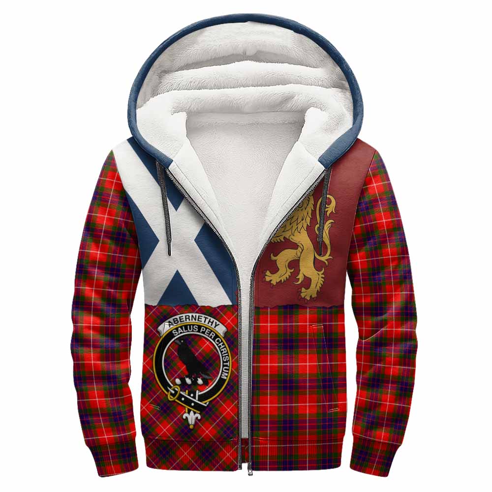Abernethy Crest Tartan Sherpa Hoodie with Lion Rampant Saltire Style