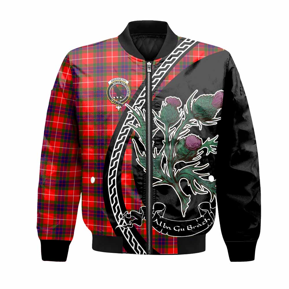 Abernethy Family Crest Tartan Bomber Jacket Alba Thistle Inspired - Tartan Vibes Clothing