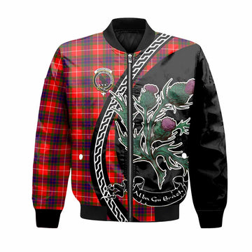 Abernethy Family Crest Tartan Bomber Jacket Alba Thistle Inspired - Tartan Vibes Clothing