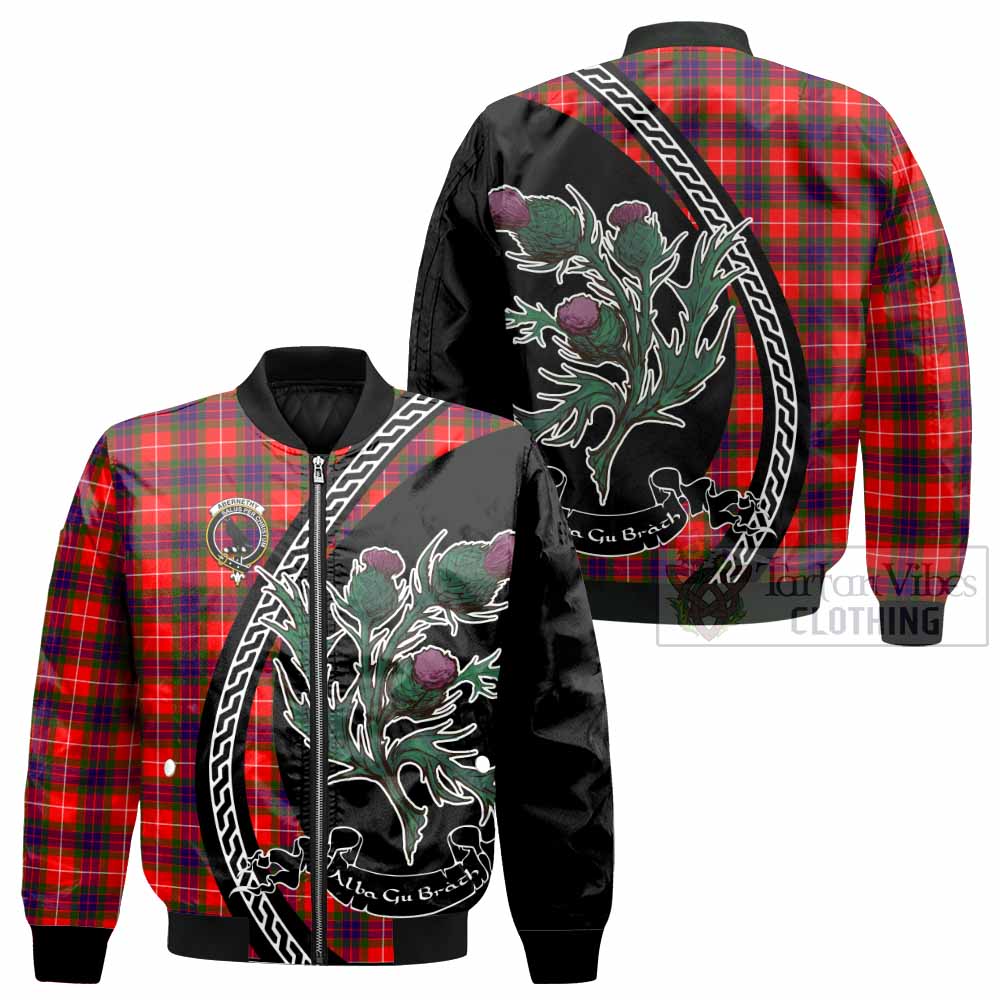 Abernethy Family Crest Tartan Bomber Jacket Alba Thistle Inspired - Tartan Vibes Clothing