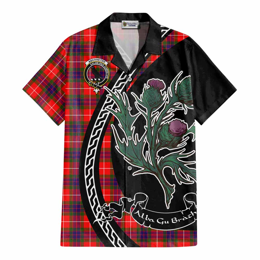 Abernethy Family Crest Tartan Cotton Hawaiian Shirt Alba Thistle Inspired - Tartan Vibes Clothing