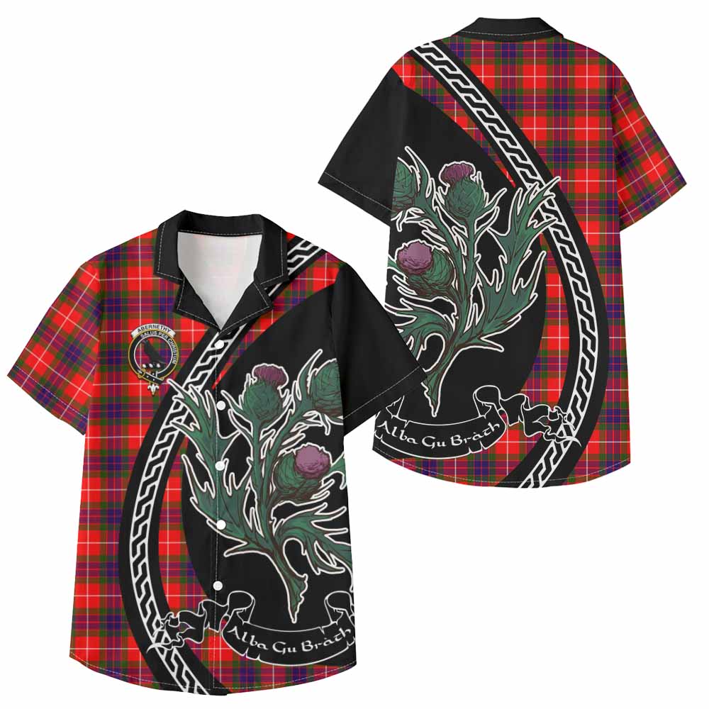 Abernethy Family Crest Tartan Kid Hawaiian Shirt Alba Thistle Inspired - Tartan Vibes Clothing