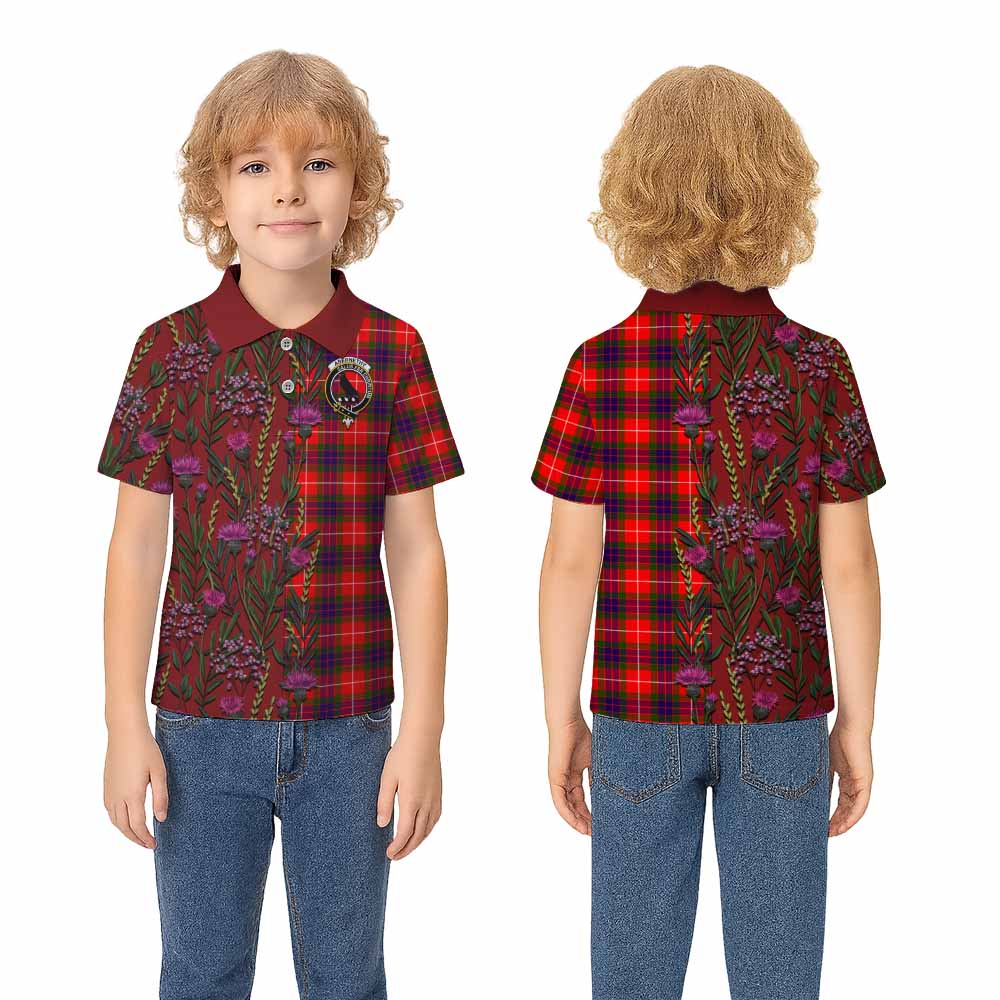 Abernethy Family Crest Tartan Kid Polo Shirt Scottish Thistle Flower Pattern Half Style - Tartan Vibes Clothing