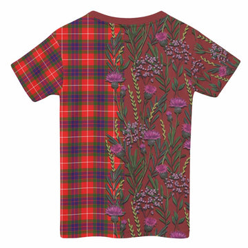 Abernethy Family Crest Tartan Kid T-shirt Scottish Thistle Flower Pattern Half Style - Tartan Vibes Clothing