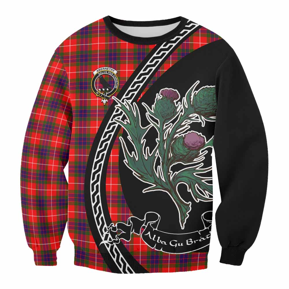 Abernethy Family Crest Tartan Sweatshirt Alba Thistle Inspired - Tartan Vibes Clothing