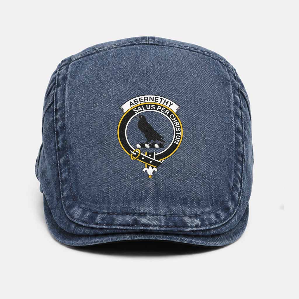 Abernethy Scottish Clan Crest Washed Flat Cap - Unisex Jeff Cap One Size (Adjustable) Dark Blue - Tartan Vibes Clothing