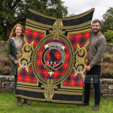 Abernethy Scottish Tartan Crest Blanket Royal Stylized