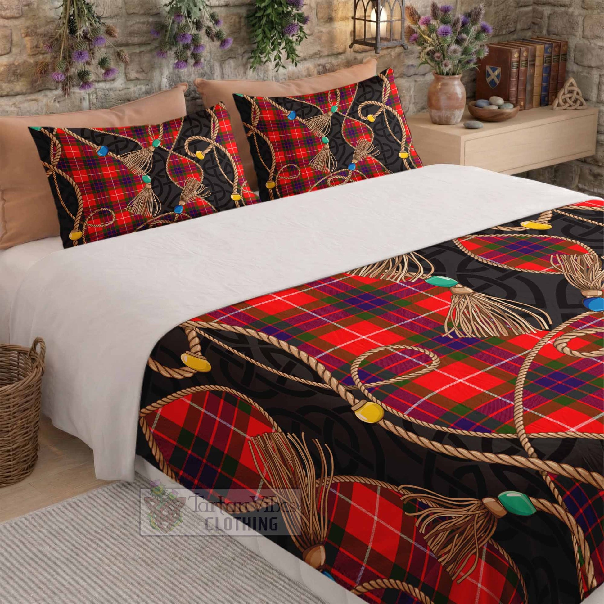 Abernethy Scottish Tartan Twisted Ropes Stylized Bedding Set - Tartan Vibes Clothing