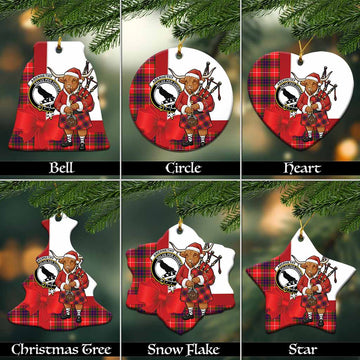 Abernethy Tartan Crest Christmas Ceramic Ornament Highland Cow Bagpipes Coquette Bow Style
