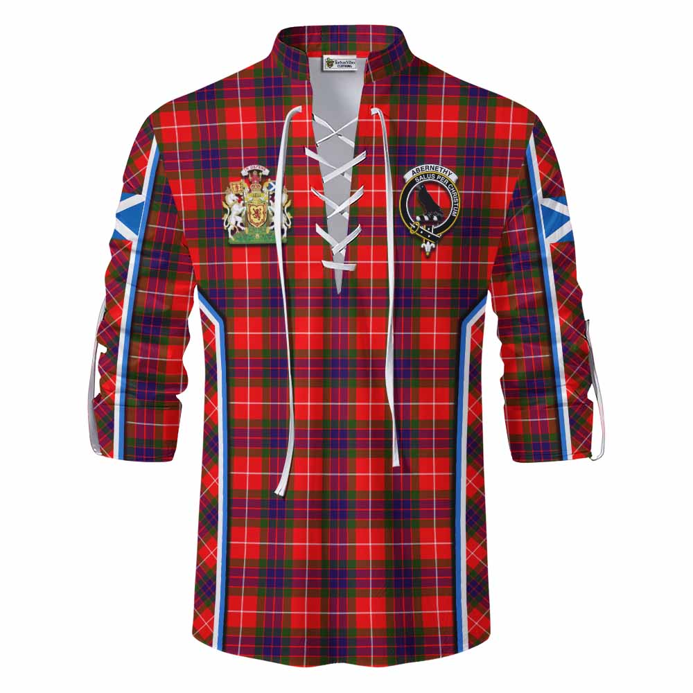 Abernethy Tartan Crest Ghillie Kilt Shirt Scotland Coat of Arm Flag Style - Tartan Vibes Clothing